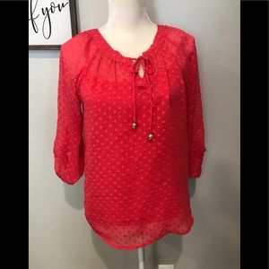 Swiss Dot Sheer Blouse with Tank. Size PM.